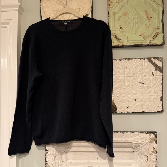 RAG & BONE Merino Wool Linen Cotton Sweater Loose Fit Black Grey Size Large - Picture 3 of 8